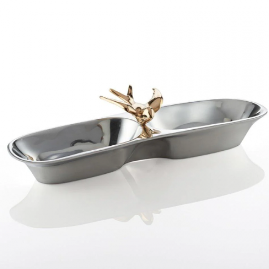 Dove Double Snack Dish Silver/Gold