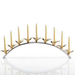 Dove Menorah Gold Plate Silver